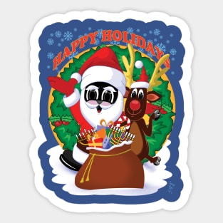 Happy Holidays Zapped Kat Santa and Rudolph by Swoot Sticker